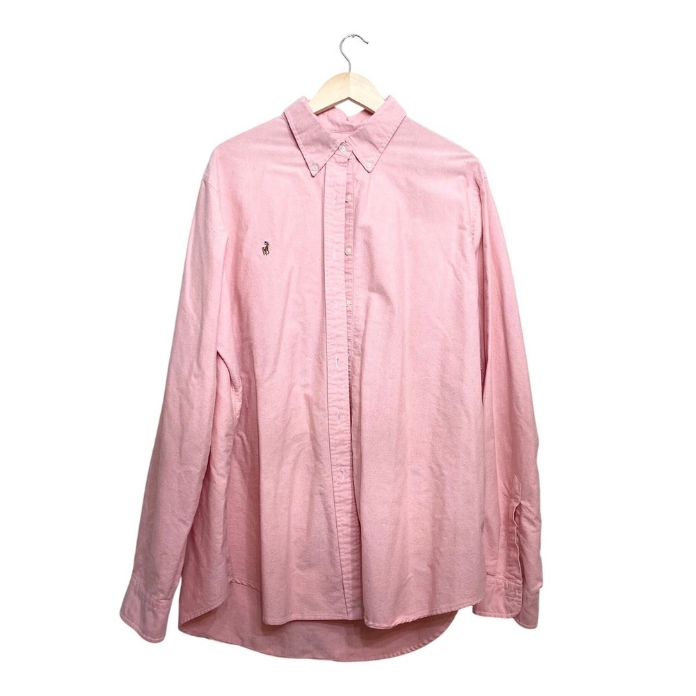 Polo Ralph Lauren Mens XXL Pink Oxford Button Down Shirt Long Sleeve Pony Logo